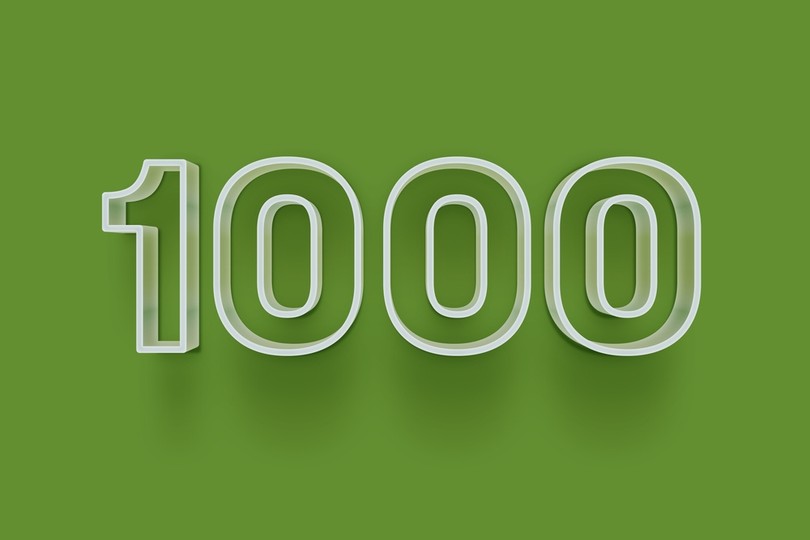 3D 1000 Against Green Background