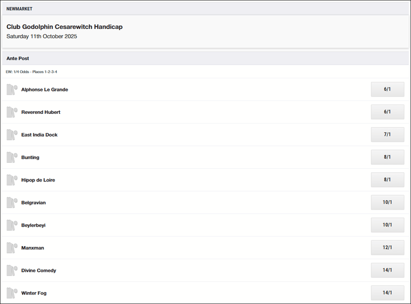 Cesarewitch Handicap 2025 Betting