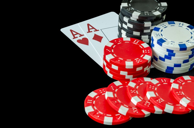 Pair of Aces with Poker Chips