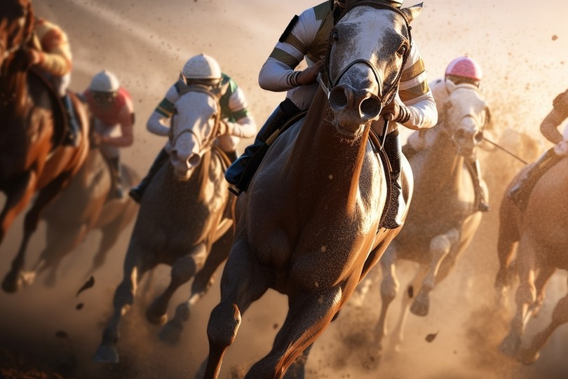 Front View of Virtual Horse Race